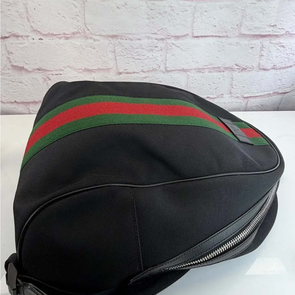 Gucci Sherry Line Web Canvas Black Stripe Backpack - Picture 6 of 15